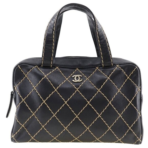 CHANEL Wild stitch Handbag COCO Mark black Calfskin Women - Picture 1 of 11